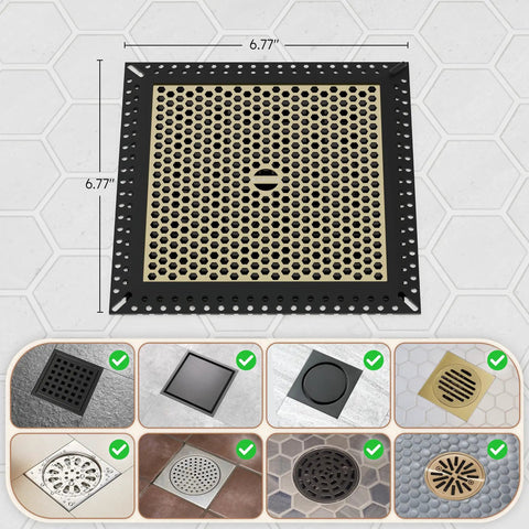 Solid Square Shower Drain Hair Catcher Non Moving Drain Cover Stopper Filter Keeps Your Tubs Rolling Smooth While Plugging Nasty Hair Buildup Quick Snap In Place Super Tough, 6.77 inch design.
