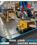 Industrial setting with Heavy Duty Industrial Caster Wheels 8 By 2 Inches Green Polyurethane on a yellow tool cart.