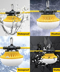 10 Head LED Temporary Construction Lights Beast Bright 100W Total 10000 Lumens, waterproof, weatherproof, snowproof, shatterproof features.