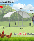 Large Metal Chicken Coop And Walk In Chicken Run With Feeding Door Security Lock And Cover For Outdoor Backyard Farm 13.1 X 9.8 X 6.6 Feet