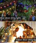 Outdoor party with 96 Foot Solar Outdoor String Lights With 30 Shatterproof Edison LEDs, dimmable RGB color changing lights