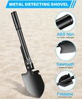 Stainless Steel Metal Detecting Shovel Kit with foldable beach sand scoop and finds bag for treasure hunting, sand sifting, durable, easy carry
