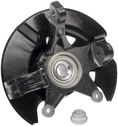 Front Right Wheel Bearing And Hub Assembly With Loaded Knuckle For 2005 To 2008 Honda Pilot showing black mounting and silver bearing.