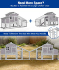 Double movable chicken coop with wheels for easy backyard maneuvering, large wooden hen house duplex, expanded setup view.