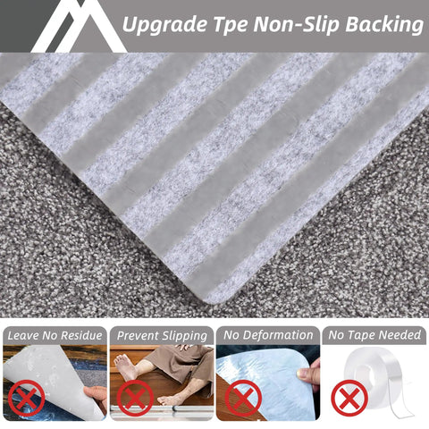 Non Slip Stair Treads 15 Pack Carpet Mats For Indoor Stair Runners 28 By 9 Inches Grey 100 Percent Polyester With TPE Backing showing TPE backing detail