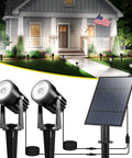 Dual Head 2W Solar Spotlight LED Outdoor Landscape Lights Waterproof Security Wall Lights for Backyard Patio Garden Auto On Off
