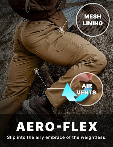 Mens Convertible Cargo Pants For Hiking And Work Water Resistant Zip Off Stretch Tactical Pants Lightweight Quick Dry Outdoor Pants With UPF 50 Sun Protection Rocky Hazelnut 30W 30L showing mesh lining and air vents.