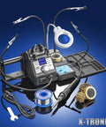 75 Watt Soldering Station Kit With Mini Mag Lamp And 4 Helping Hands Dual Digital Displays Three Pro Grade Presets Sleep Function C F Toggle Brass Sponge Cleaner With Flux And Wet Sponge including accessories