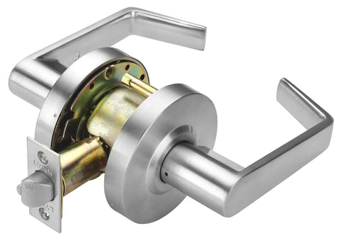Heavy Duty Cylindrical Lever Door Lock Built Tough With Passage Function Satin Chrome 26D Finish Non Handed Grade 2 Industrial Door Handle