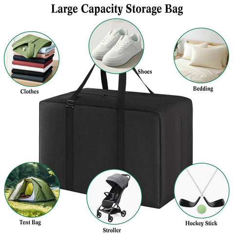 Heavy Duty Tent Storage Bag With Padded Handles, Waterproof 600D Oxford, shown storing various household items