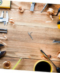 Image showing tools arranged on a wooden surface including a Dang Solid Stainless Steel Indexing Plunger Pin And Spring Loaded Safety Pin.