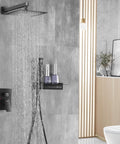 Matte Black Shower System with 10 Inch Rainfall Shower Head Handheld Shower Wall Mounted Faucet Set Complete Valve Body and Trim
