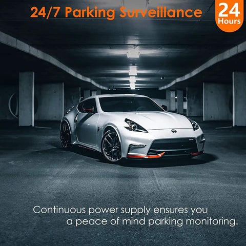 Car parked in underground garage with Go-To Dash Camera Hardwire Kit Type C USB 12V-24V To 5V Power Cord With Low Voltage Protection