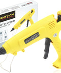300W Industrial Hot Glue Gun with Adjustable Switch for Carpentry, Repairs and DIY Remodeling, yellow plastic tool displayed