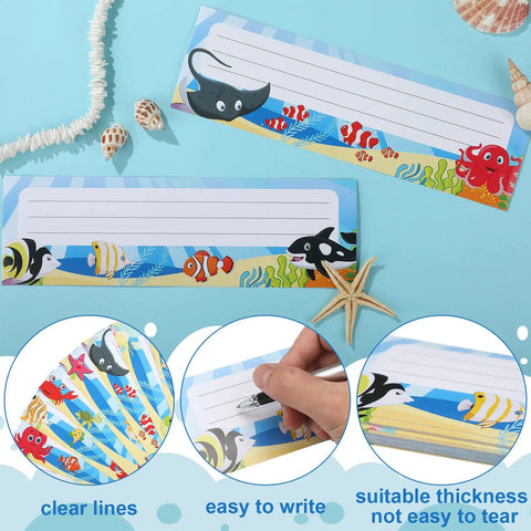 40 Pieces Sea Themed Flat Name Plates For School Desks Ocean Life Theme With Colorful Sea Animal Labels Self Adhesive Desk Tags