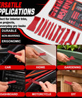 Heavy Duty Nylon Trim Removal Tool Kit For Cars With Slick Pry Bars No Sweat Clip Pliers Premium Dashboard Panels Pro Auto Interior Repair Gear shown with various pry tools in use on car dashboard and home projects.