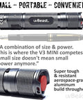 V3 Mini 385-395Nm Black Light UV Flashlight For High Power Ultraviolet Detection Low Contamination Pro Grade Five Core UV LED