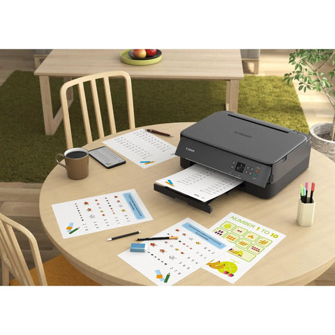 Wireless All In One Color Printer With Crisp Oled Touchscreen Display And Instant Wifi Access in a home office setting.
