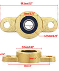Front and side views of a two-bolt flange pillow block bearing with 6.35 mm bore in cast-iron housing.