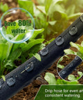 Heavy Duty Double Layer Soaker Hose For Drip Irrigation That Saves 80 Percent Water in a garden with plants.