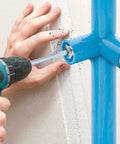 PVC Pipe Reamer For Half Inch Fittings, Drill Driven Reaming Tool used on blue plastic pipe for hub removal
