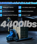 Heavy Duty 4400 Lb Motorized Electric Pallet Jack Truck With Quick Swap Battery, Fast Charge, And Compact Turning Radius in warehouse setting