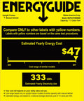 Energy guide label for Big Capacity 7.1 Cu Ft Upright Freezer Refrigerator Convertible in Black with One Touch Switch.