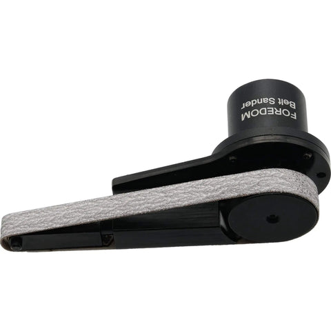 Boss Belt Sander Kit With 10 Belts In Assorted Grits 180 Grit Belt Hex Key Spare Belts And Handpiece Option side view