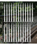 Totally Sleek And Built Tough Clear Acrylic Balusters For Deck Railing Transparent Stair Spindles With Heavy Duty Adjustable Metal Brackets Next Level Crystal Banister Posts 25 Pack 37 Inch arranged on a railing.