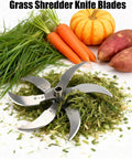 Six Blade Stainless Steel Grass Shredder Kit For Home Farm Use With 12 Mounting Holes, Four To Six Blade Configurations, Livestock Feed And Grass Chopper For Hay, Grass, Fruits, And Chopped Fodder. 6-blade stainless steel with 85mm blades, shown with chopped hay and vegetables