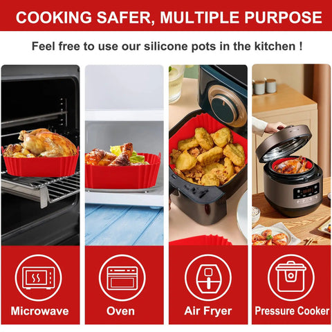 Two Pack Silicone Air Fryer Liners For Three To Five Quart Baskets Reusable Nonstick Inserts For Easy Cleanup Food Safe No Fuss