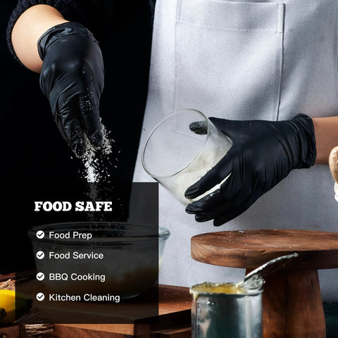 Amazon TitanFlex black nitrile disposable gloves, large, 6-mil, latex-free, food-safe for cooking and food prep