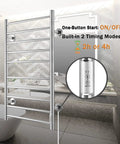 10 Bar Wall Mounted Towel Warmer With Timer For Bathroom Stainless Steel Heated Towel Rack Plug In Or Hardwired