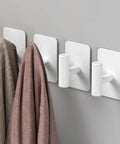 Six Pack Large Stainless Steel Wall Hooks Heavy Duty Adhesive Mount Holds Up To 26 Pounds Bulletproof Grip Stick On Hangers Zero Drill Hassle ideal for hanging coats.