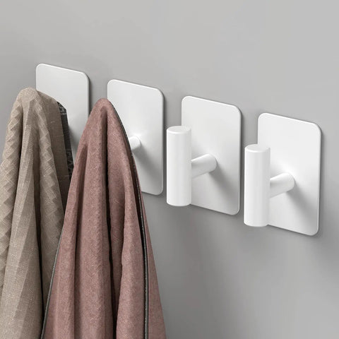 Six Pack Large Stainless Steel Wall Hooks Heavy Duty Adhesive Mount Holds Up To 26 Pounds Bulletproof Grip Stick On Hangers Zero Drill Hassle ideal for hanging coats.