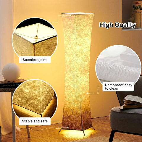 Slender 39 Inch Floor Lamp With Remote Control, RGB Color Changing LED Lights, brown gradient shade, shown in living room setting