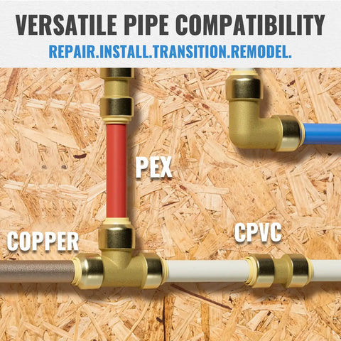 Push Pex Fittings Three Quarters Inch Set Featuring Five Couplings Elbows And Tee With Disconnect Clip Brass for PEX, copper, CPVC