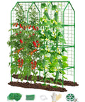 65 Inch Outdoor Cucumber Trellis For Climbing Plants Heavy Duty Metal Garden Trellis With Dense Netting For Cucumbers Tomatoes Beans Peas Raised Bed Plant Support Vertical Garden Stand For Stronger Sunlight And Bigger Harvest.