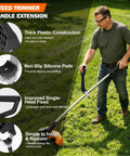 Heavy Duty Universal Replacement Handle Featuring Quick Lock Clamp For Shovels Weed Eaters And Snow Blowers in use, ergonomic design.