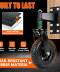 8 Inch Fence Gate Wheels Beefy 800 Lb Capacity Heavy Duty Gate Caster With Cushioned Spring Suspension attached to wood gate