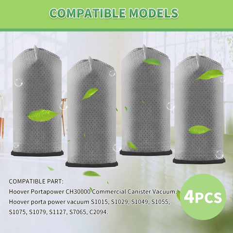 4 Pack Cloth Vacuum Bags Replacement For Porta Power Swingette S1015 S1029 And CH30000 against a window background