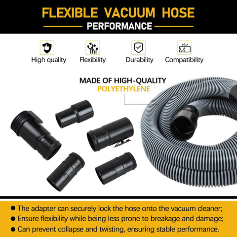 Image of 10ft Heavy Duty 1-7/8 Inch Wet Dry Vacuum Hose And Accessories Kit Compatible With Ridgid And Craftsman Vacs, polyethylene material.