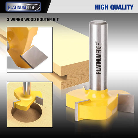 2 Inch Cutting Diameter CNC Spoilboard Surfacing Router Bit with Half Inch Shank and Three Carbide Wings for wood planing