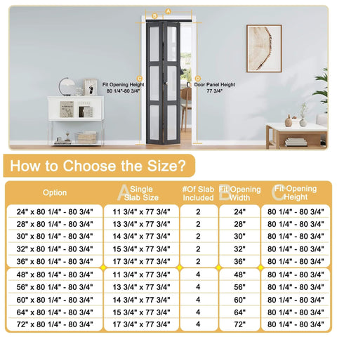 Ready To Install Bifold Closet Door Set For 64x80 Openings With 3 Lite Tempered Frosted Glass Panels, Pre Assembled Black PVC Surface
