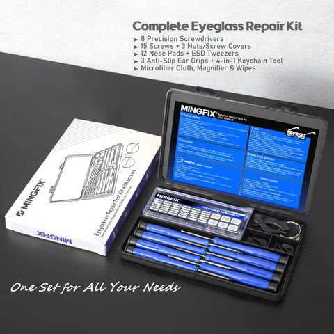 Magnetic Eyeglass Repair Kit With Eight Precision Screwdrivers Nose Pads Ear Grips And Tweezers In A Handy Travel Case