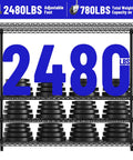 Heavy Duty Garage Shelving With Wheels Four Tier Metal Storage Rack Holds 2480 Lbs Adjustable Pantry Shelves display