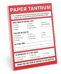 Paper Tantrum Nifty Note Pad Classic Edition With 50 Sheets, 4x5.25 Inches, open on office desk, passive aggressive messages visible.