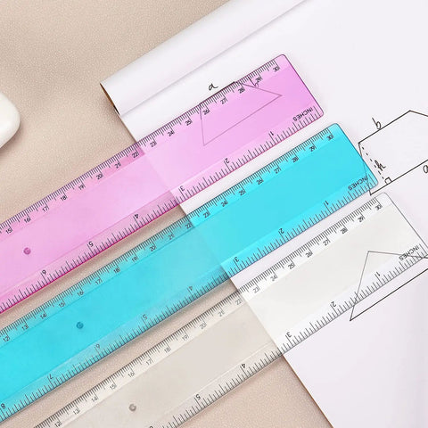 Colorful 12 Inch Plastic Ruler Set Two Sided Imperial And Metric For School Office And DIY Projects A Must Have Easy To Read Durable Rulers