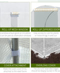 Walk In Tunnel Greenhouse Kit 15 Ft By 7 Ft By 7 Ft With 6 Roll Up Windows And Roll Up Door, Steel Frame, White Cover close-up features