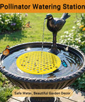 4 Pack Bee Watering Station For Garden 7.87 Inch Pollinator Watering Station And Butterfly Feeder in a birdbath with flowing water